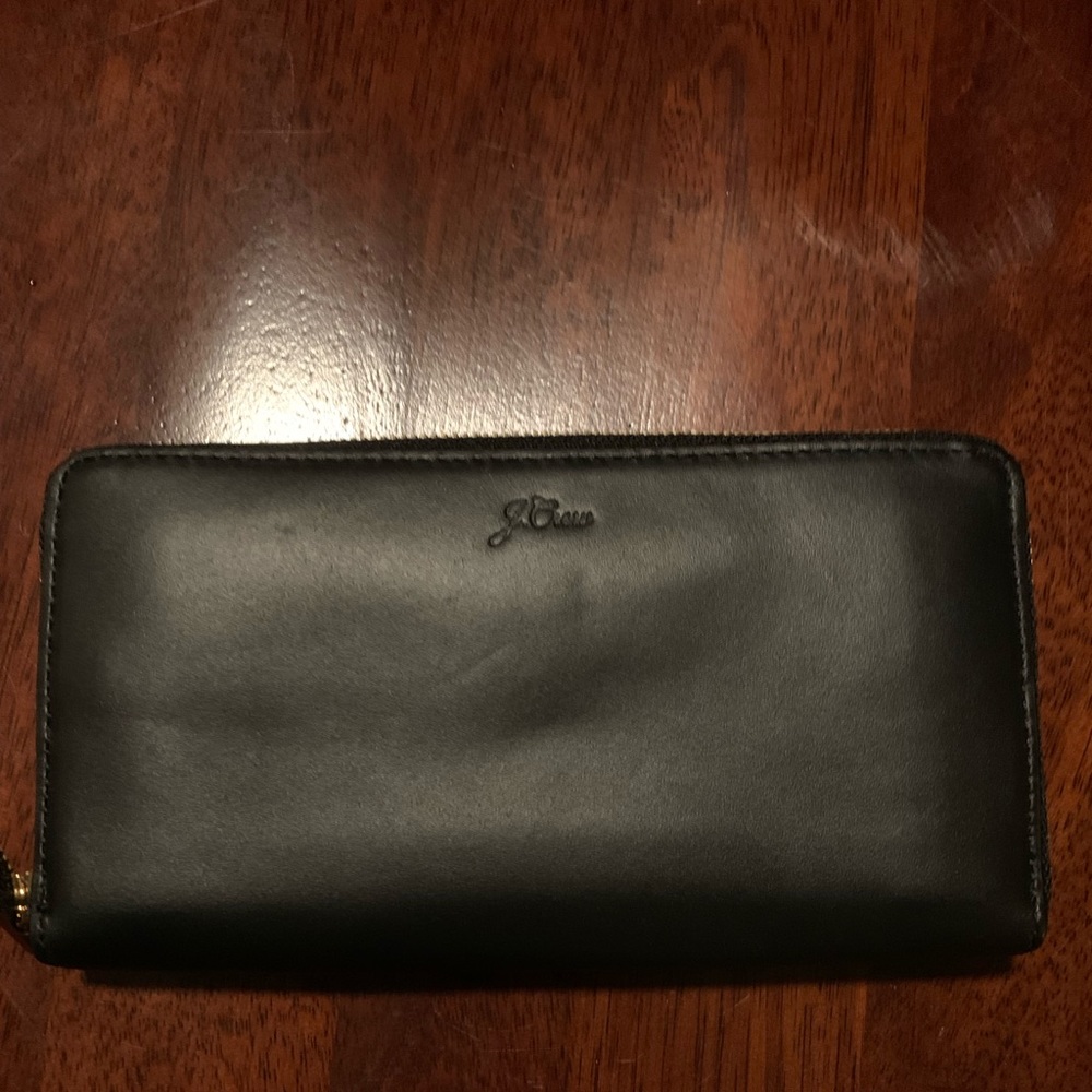 J.Crew Black Leather Continental Wallet